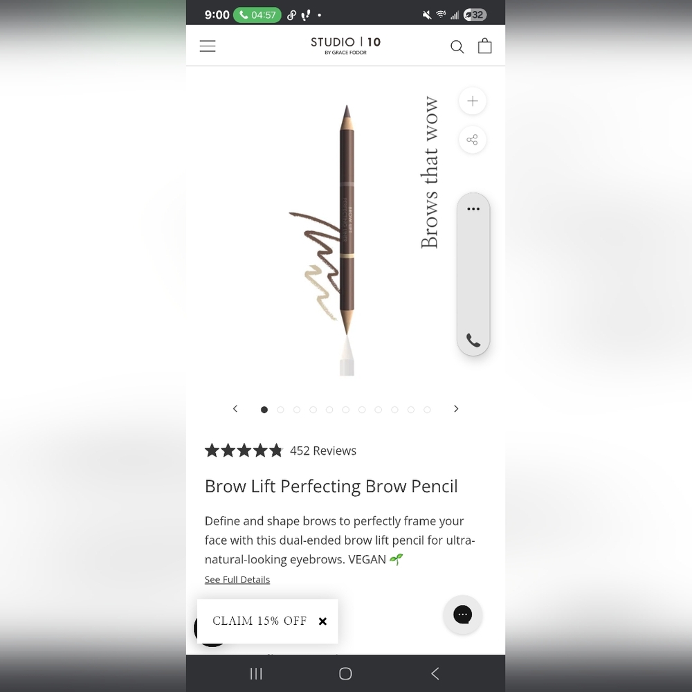 Studio 10 Brown Brow Lift Perfecting Brow Pencil